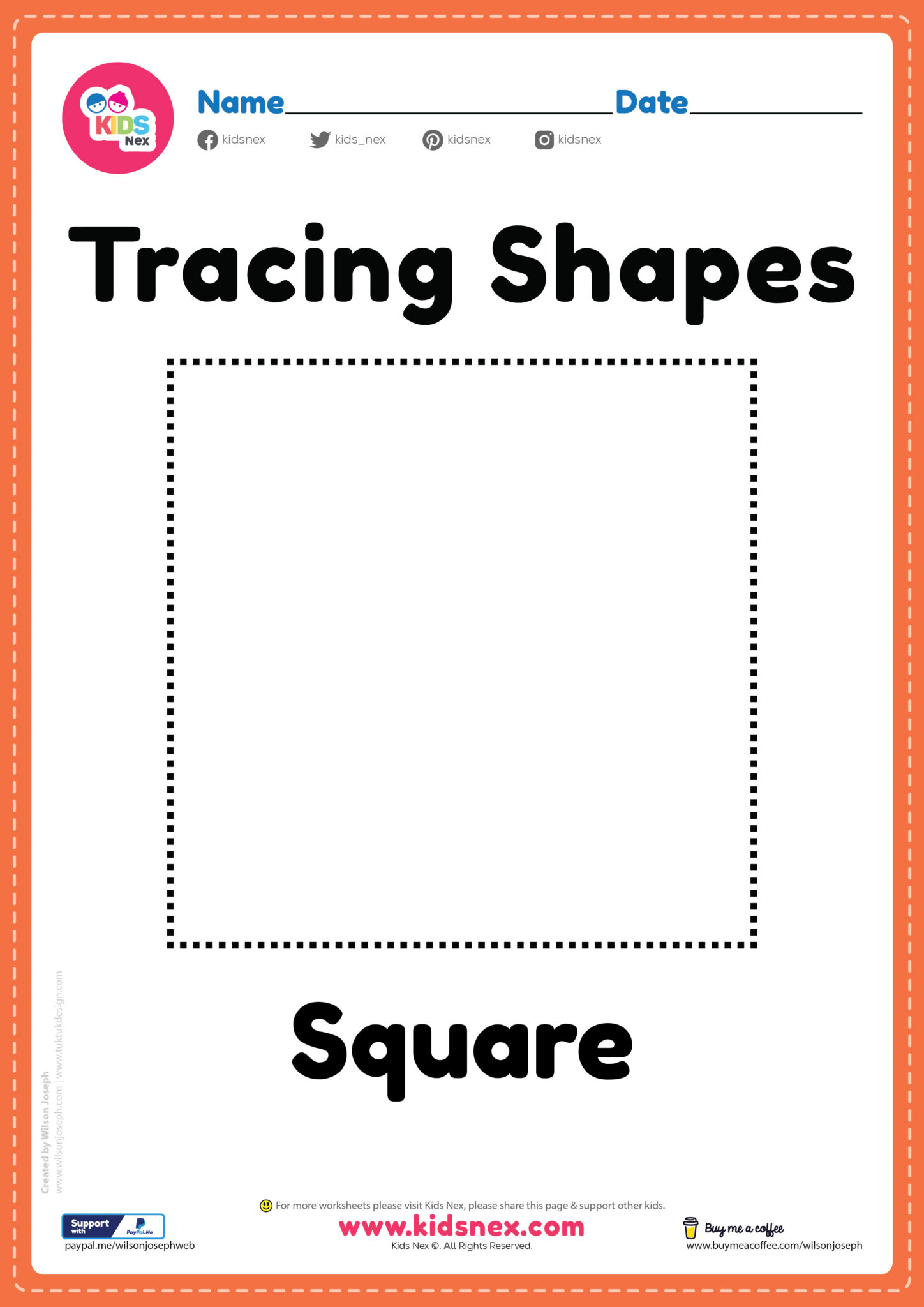 Tracing Shapes Worksheet Square Line - www.kidsnex.com