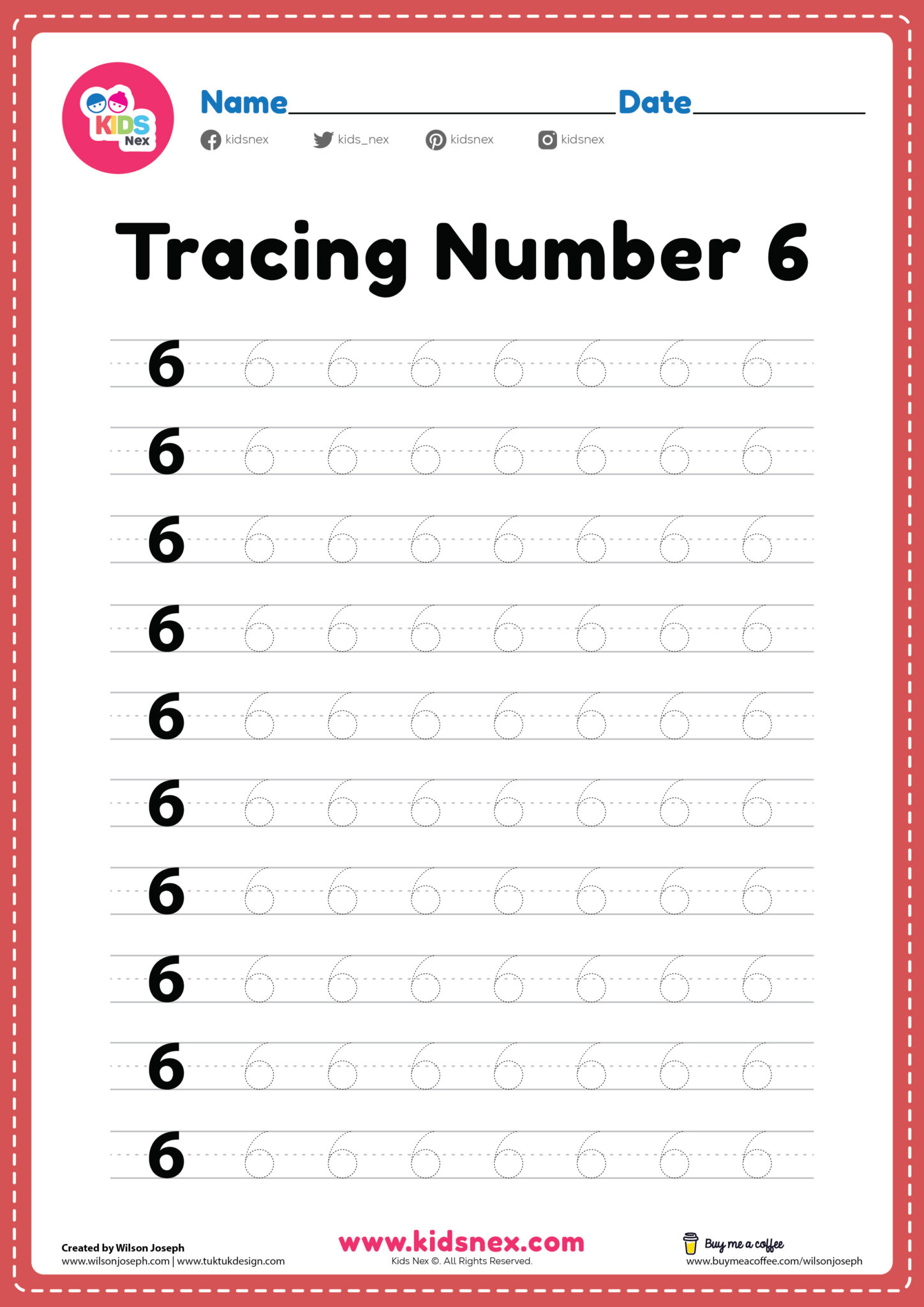Learning The Number 6 Worksheets