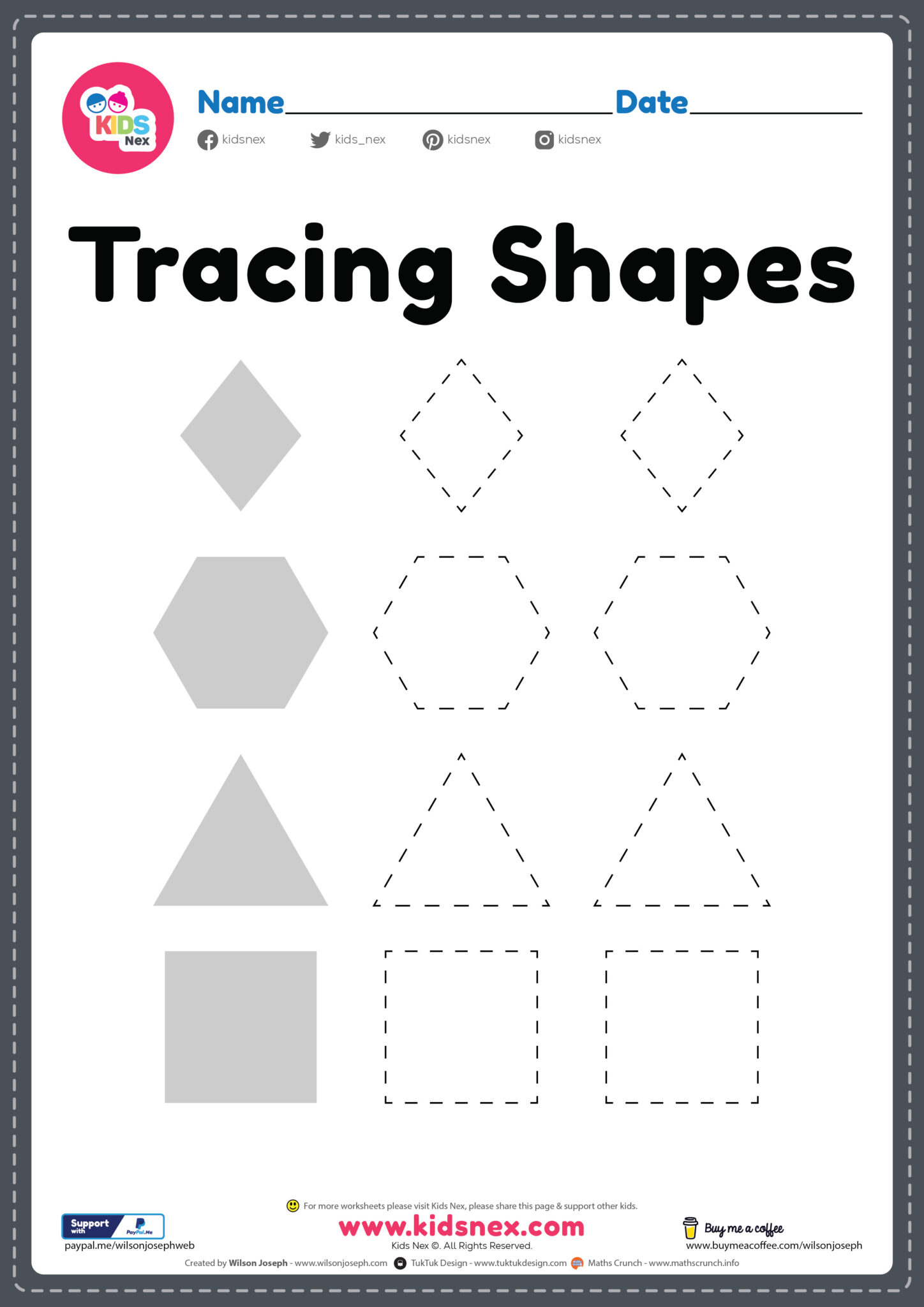 Free PDF Printable Tracing Shapes - Kindergarten & Preschool