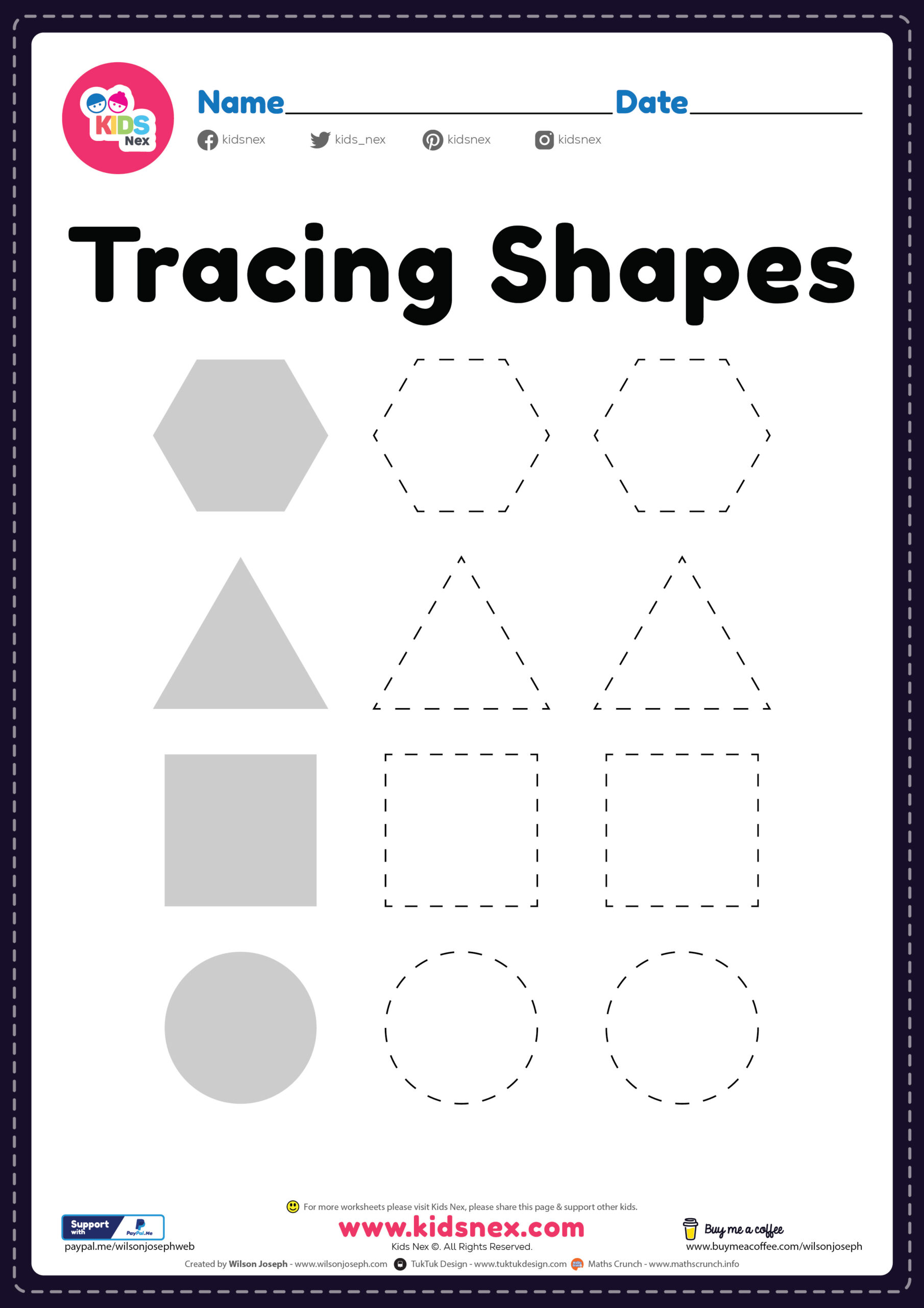Printable Free Worksheet For Tracing Shapes For Preschool