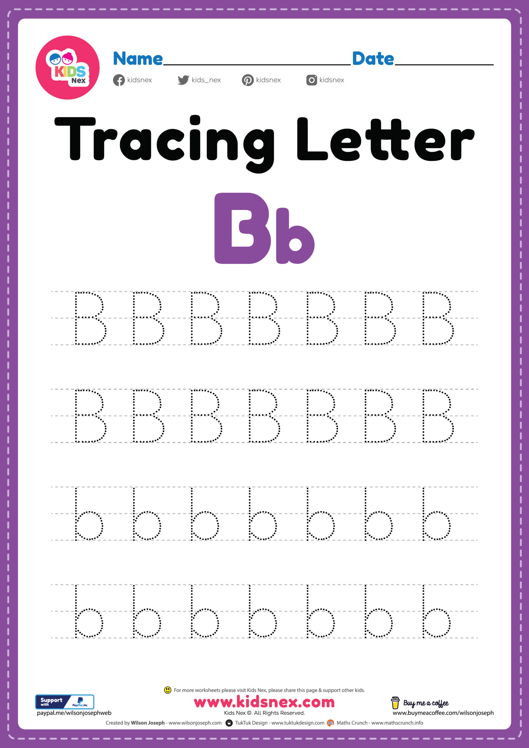 Letter B Worksheet Tracing