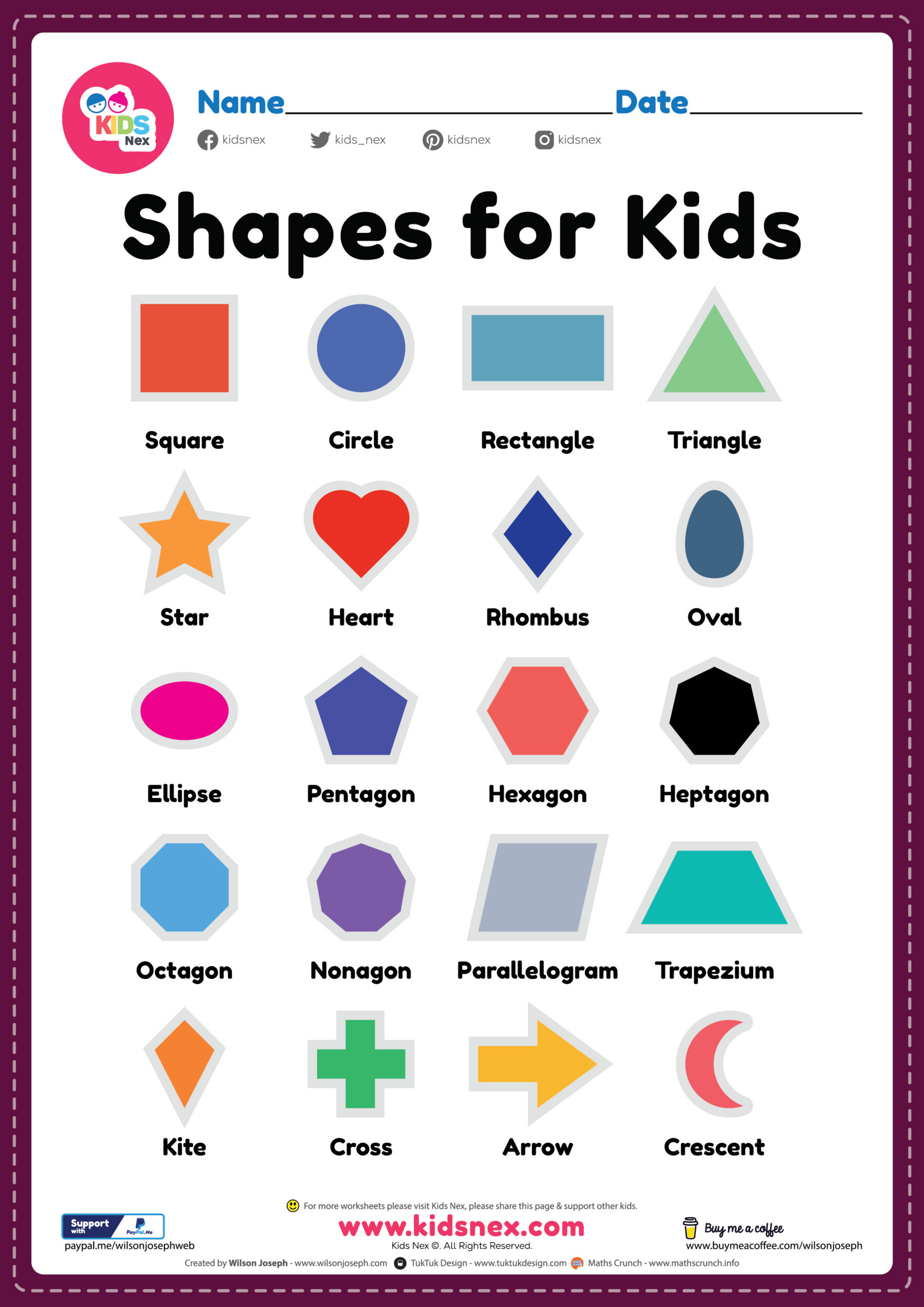 Basic Shapes For Kids Free Printable PDF For Kindergarten