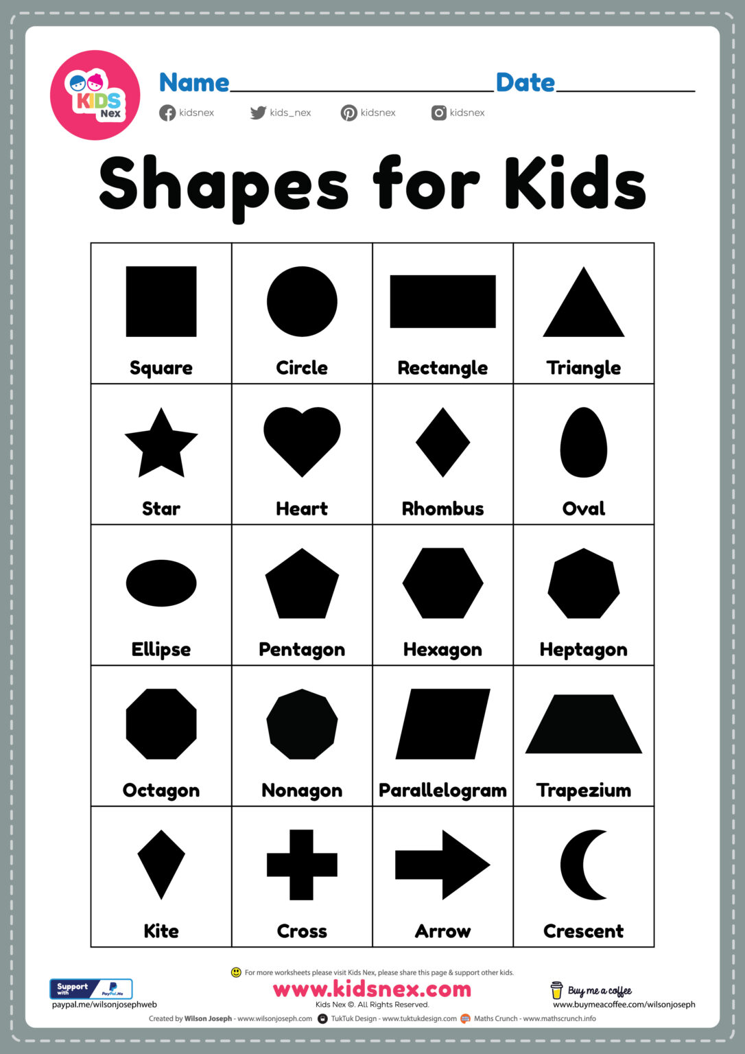 Shapes for Preschool - Free Printable for Kindergarten Kids