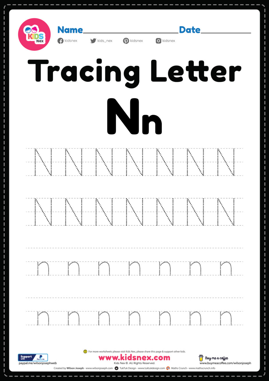 Letter N Tracing Worksheet