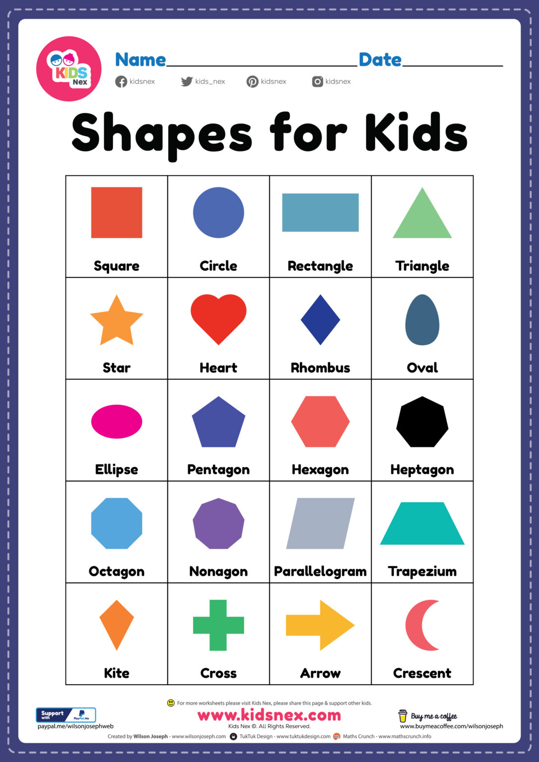 Shapes for Kids Printable - Free PDF for Preschool Children