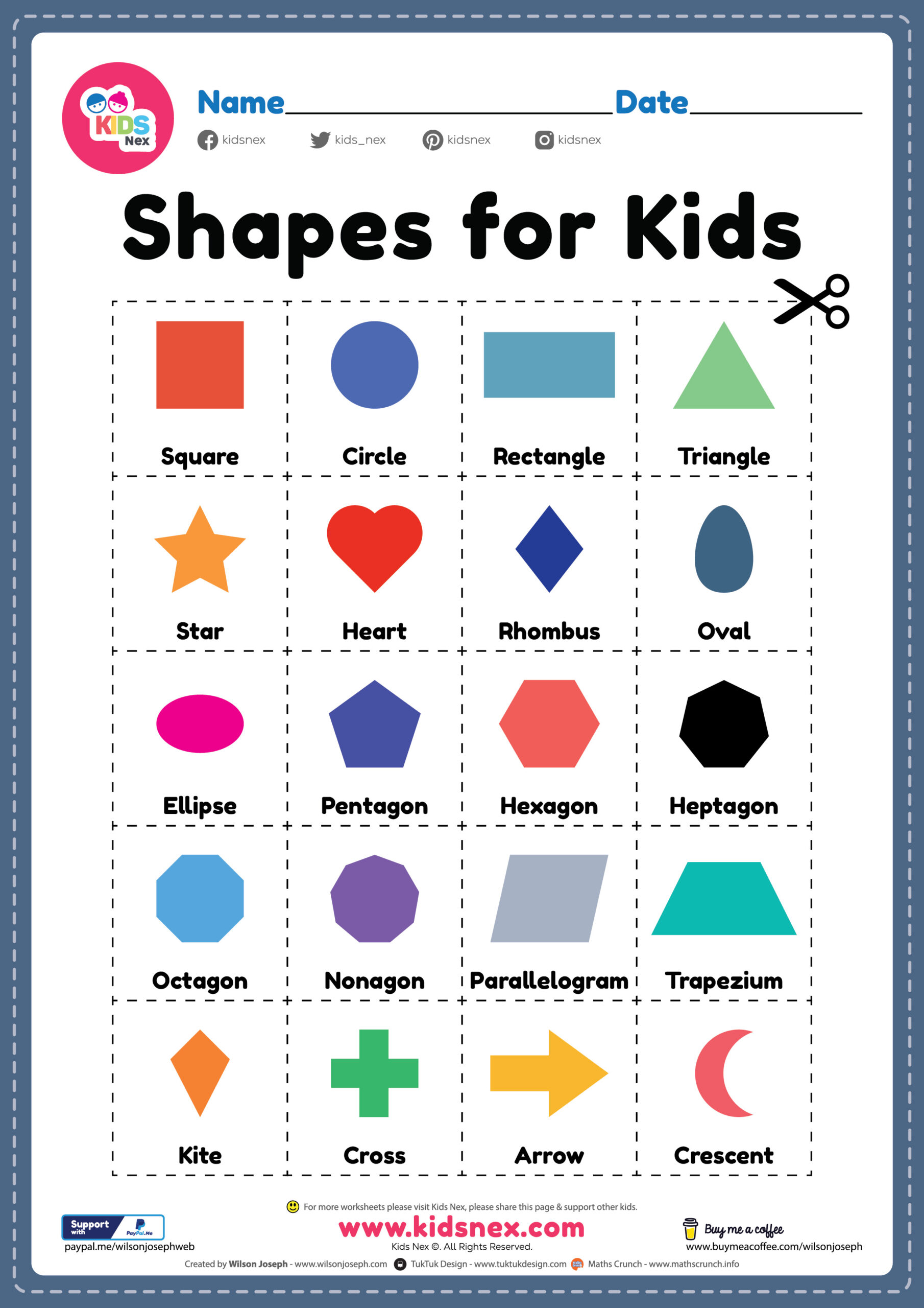 Free Printable Shapes For Preschool Kids Flash Card PDF