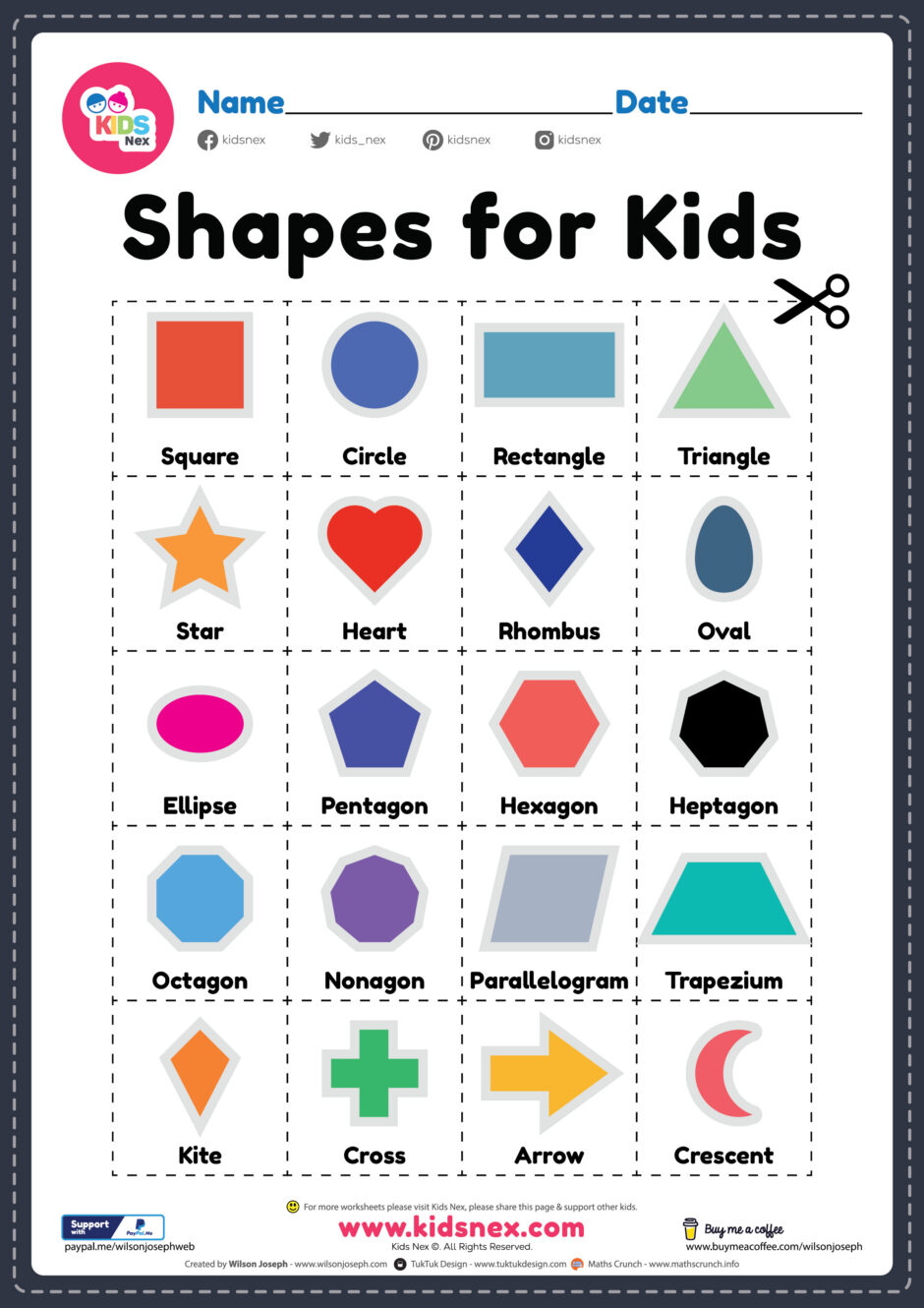 Free Printable Different Shapes For Kids Flash Card PDF