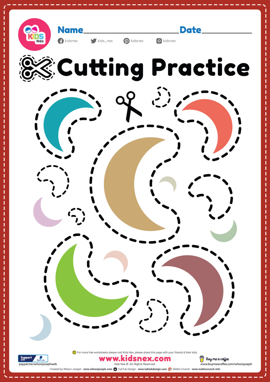 Kids Cutting Practice - Free Printable PDF for Preschool Kid