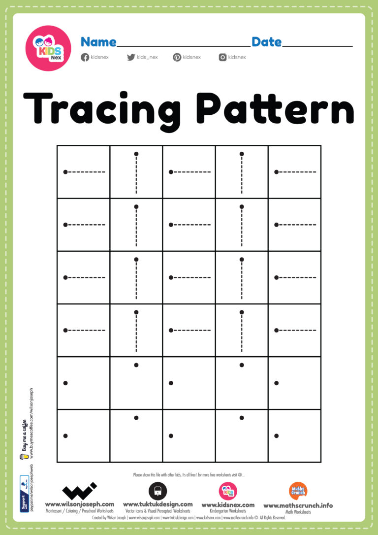 Tracing Pattern Sleeping and Standing Line - Free Printable