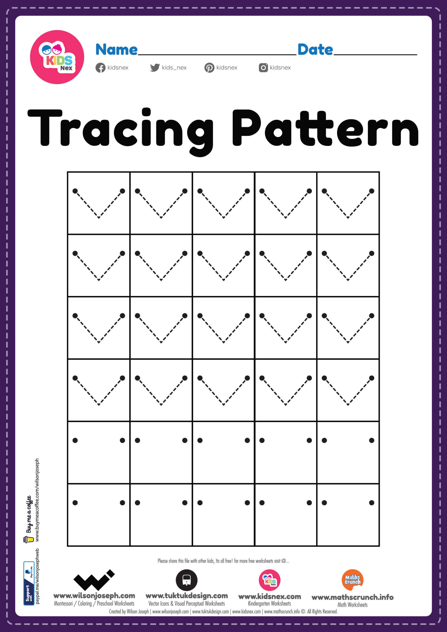 Tracing Pattern Lines Worksheet Free Printable PDF