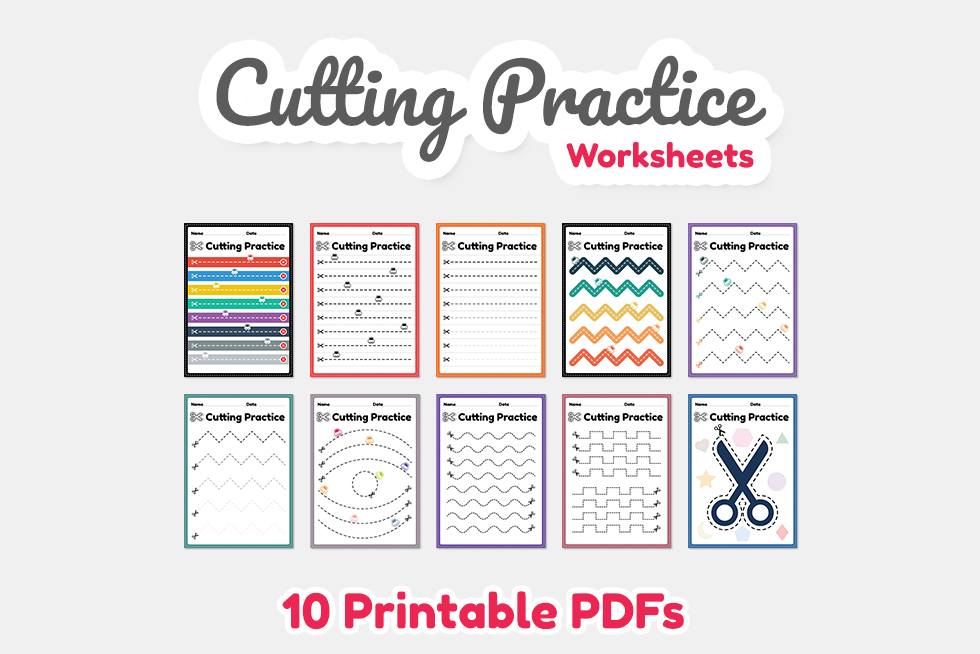 Cutting practice for kids, Worksheet