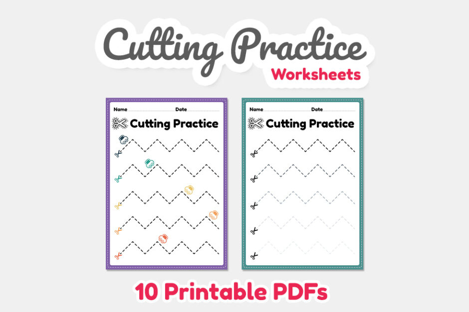 Cutting practice for kids to cut the paper with scissors to impr