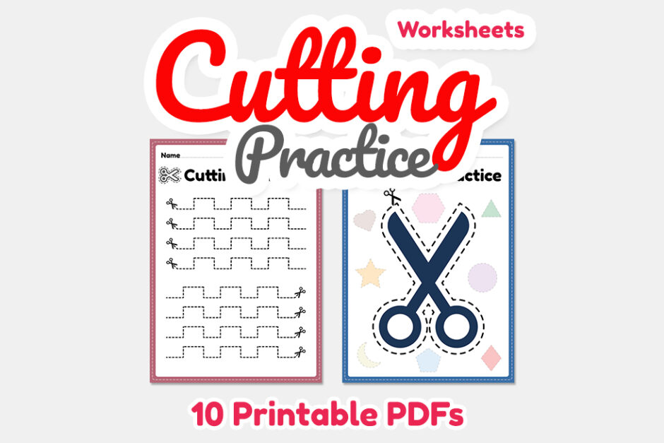 Cutting practice for kids to cut the paper with scissors to impr